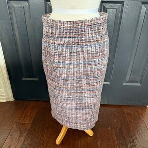 Veronica Beard Multicolor Tweed Pencil Skirt - Navy, Red, White